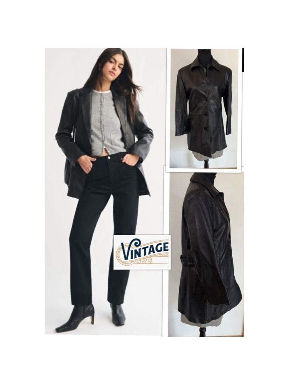 Vintage 90’s Whimsigoth On Trend Lambskin Leather Jacket Single Breast Size LG